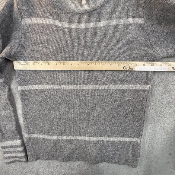 Benedetta Sweater Womens Large Gray Stripe Merino Wool Cashmere Knit Made Italy - Picture 5 of 13